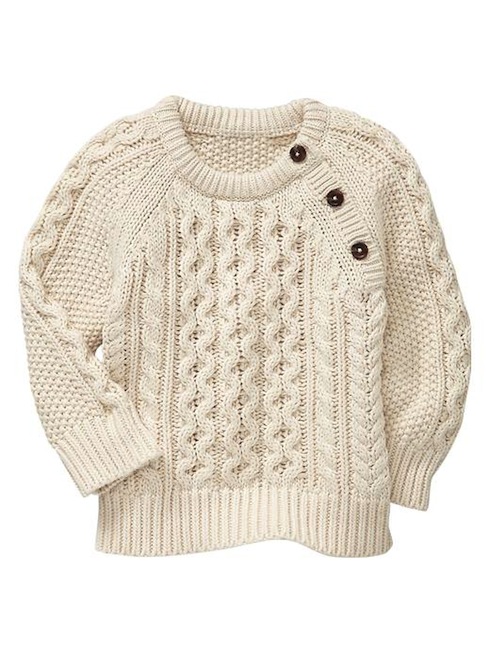Round up of the best unisex baby clothes by Wolves in London Gap cable jumper