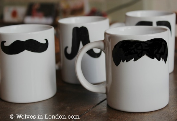 Make your own moustache mugs
