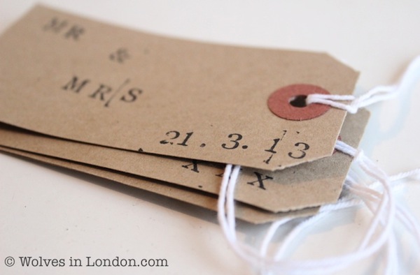 Stamp the wedding date onto your homemade gift tag