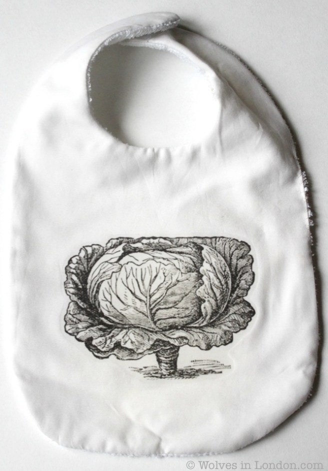 Homemade cabbage baby bib
