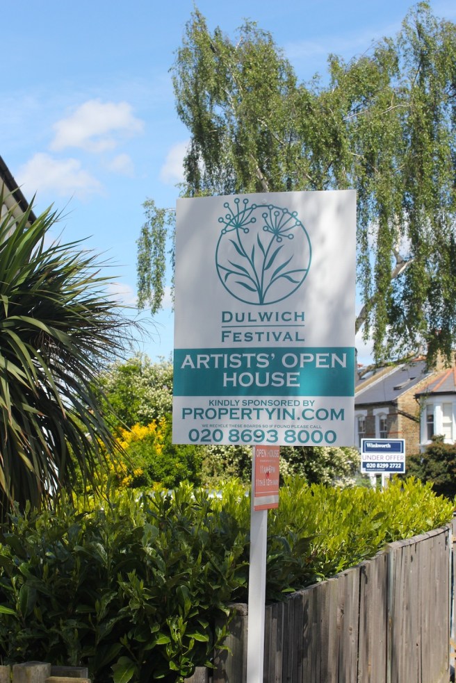 Artist's open house sign