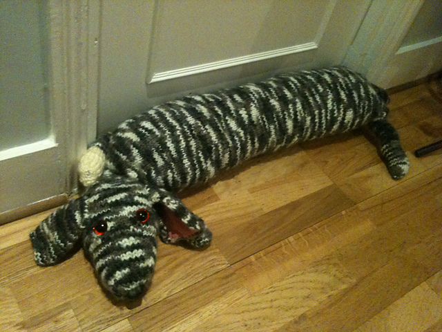knitted dog draught excluder