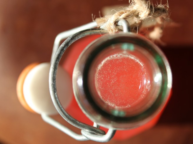 rhubarb syrup bottle