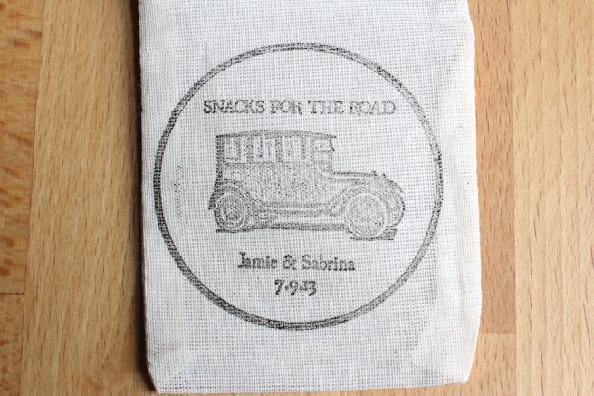 Homemade wedding favour bags