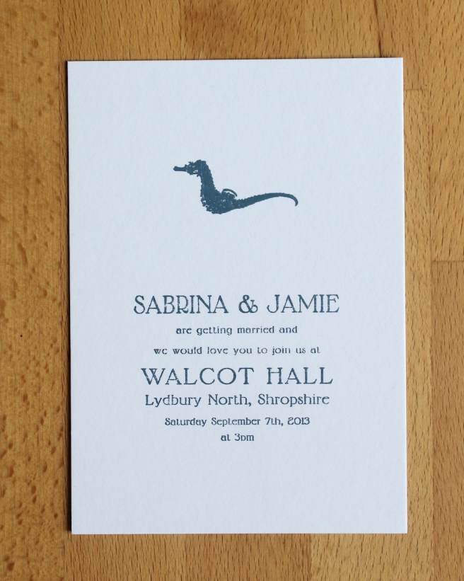 Sea horse wedding invitation