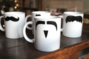DIY moustache mugs