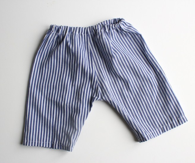 Blue stripy baby trousers, home sewn | Wolves in London