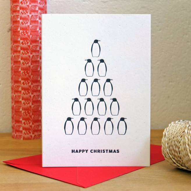 Wolf & Ink penguin Christmas card