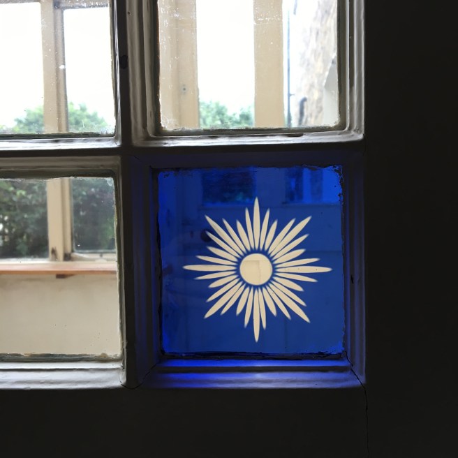 Blue glass window